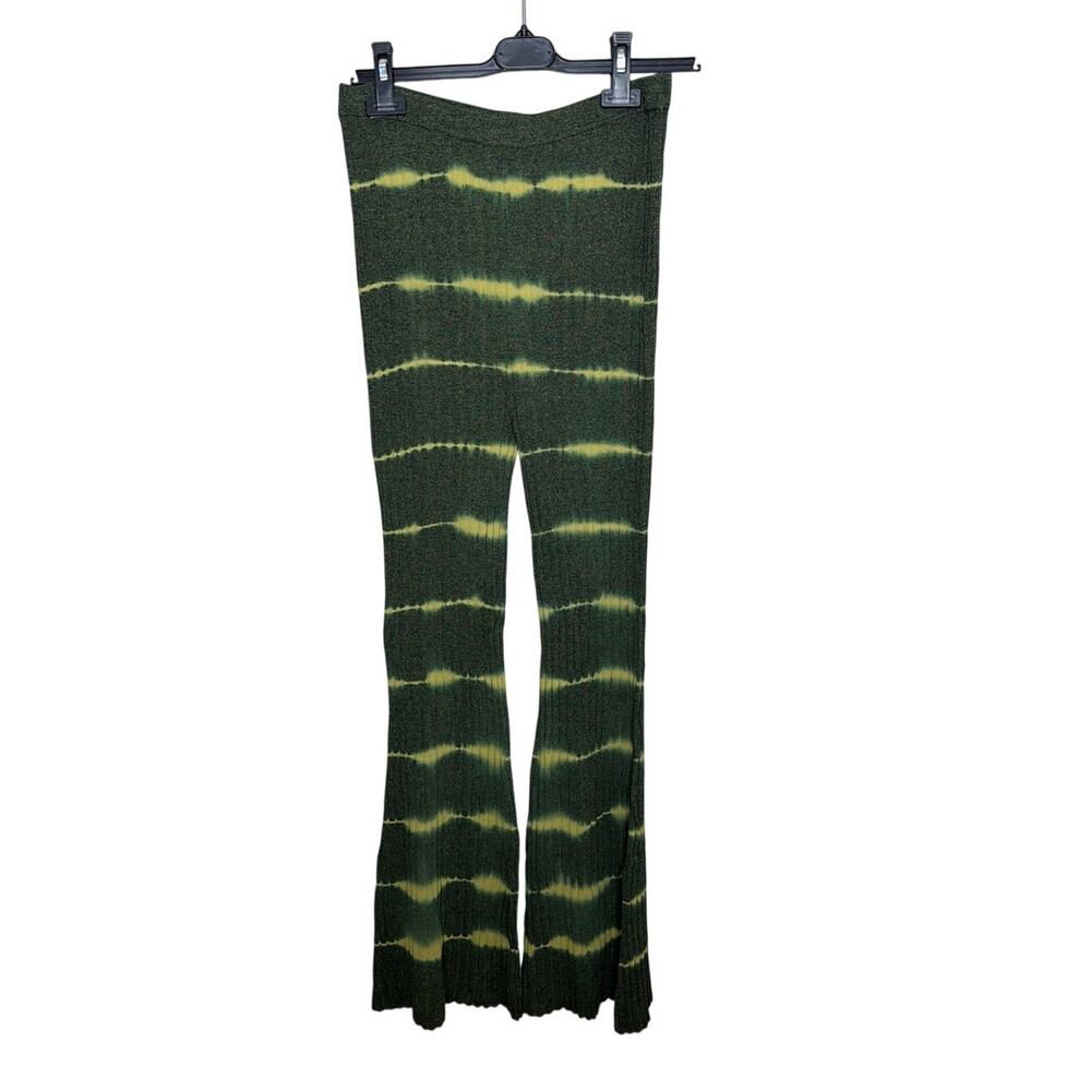 Sandro Paris Prosper High Waist Flare Pants Vert Bouteille Size 42 US 10 New